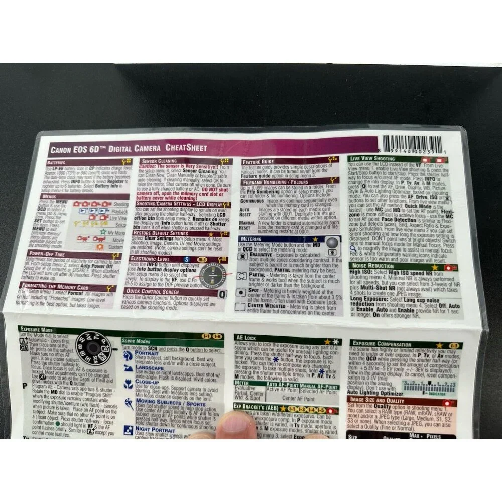 Cheat Sheet for the Canon EOS 6D Digital Camera -Good Condition